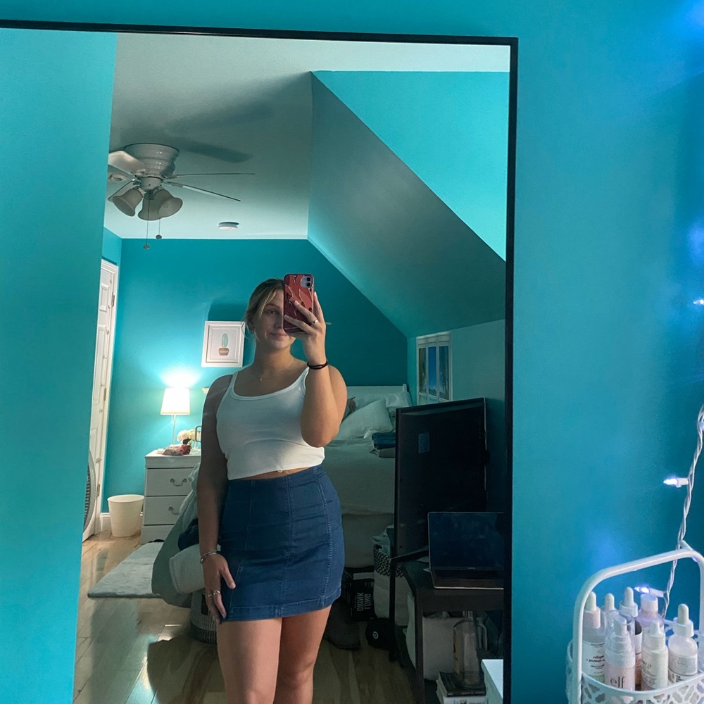 free people denim skirt